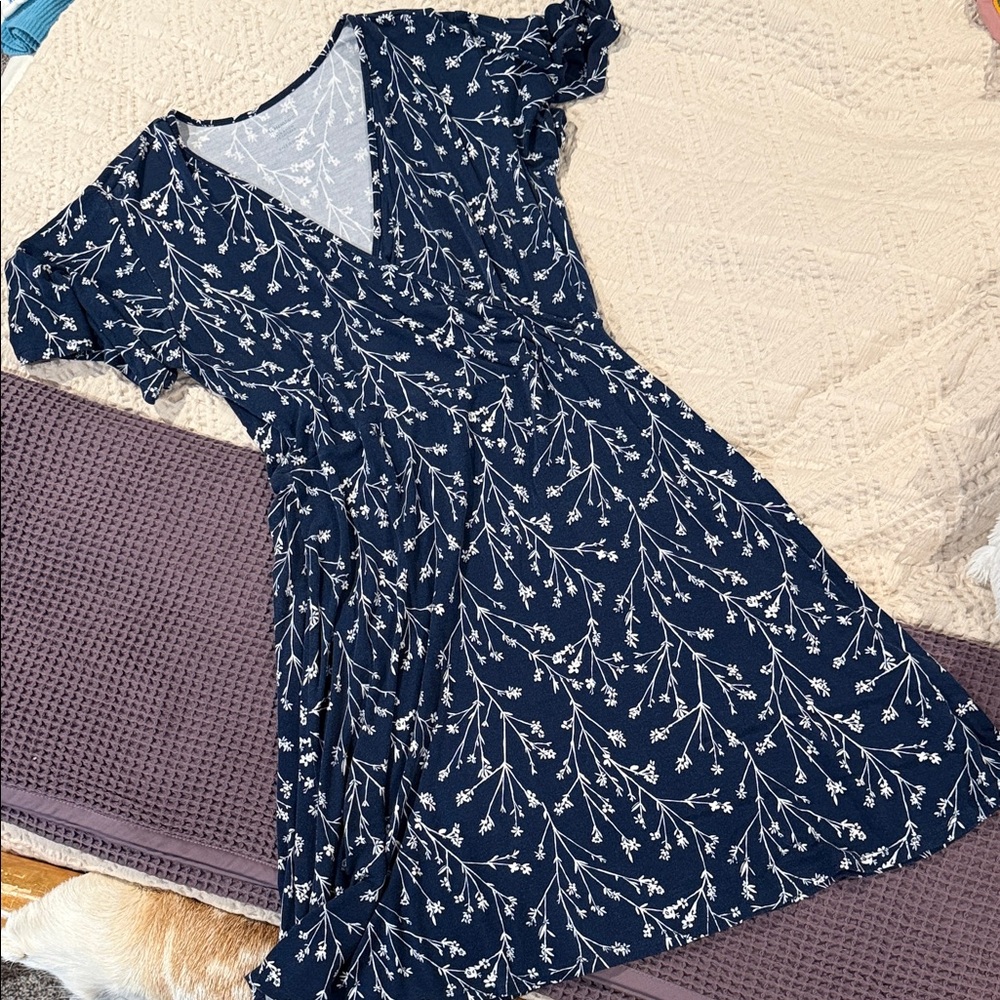 41 Hawthorn Navy and White Branch Print Midi Dress